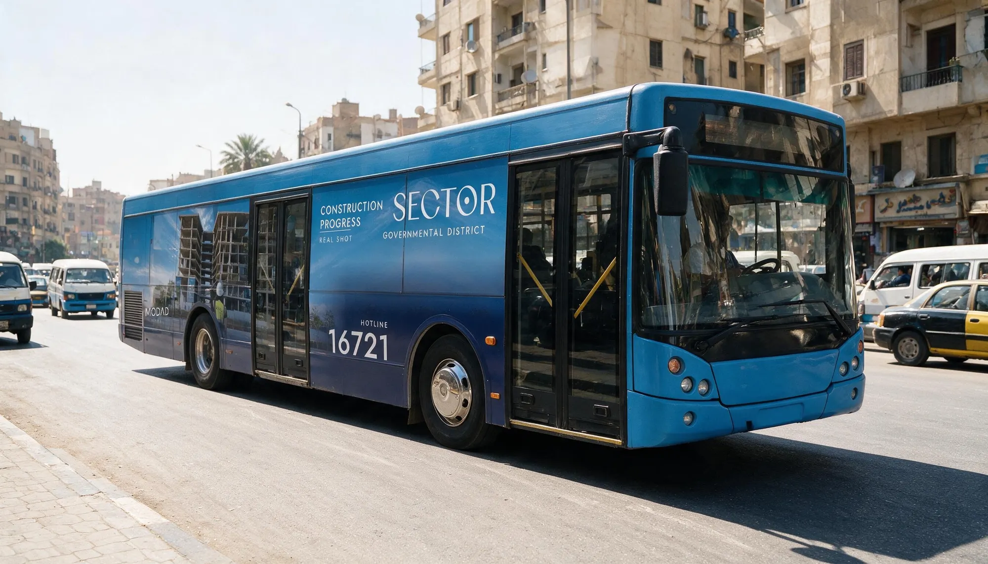 SECTOR bus wrap mockup, door side