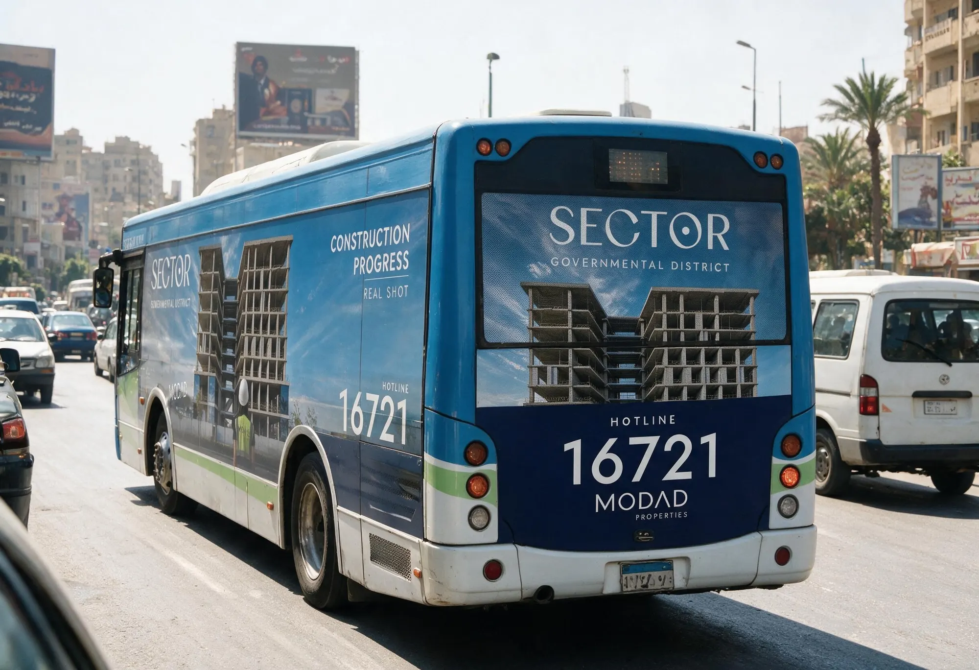 SECTOR bus wrap mockup, rear